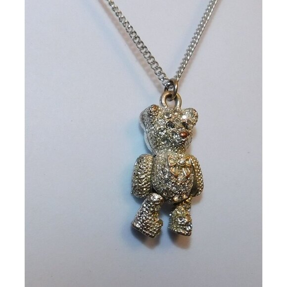 Articulated Rhinestone Bear Pendant Necklace - Picture 5 of 10